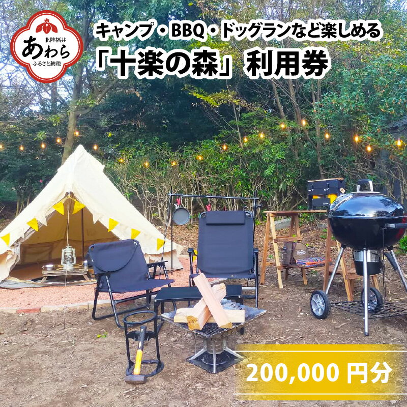 【ふるさと納税】「十楽の森」 200,000円分 利用券 ＜キャンプ・BBQ・ドッグラン・飲食楽しめる施設＞...