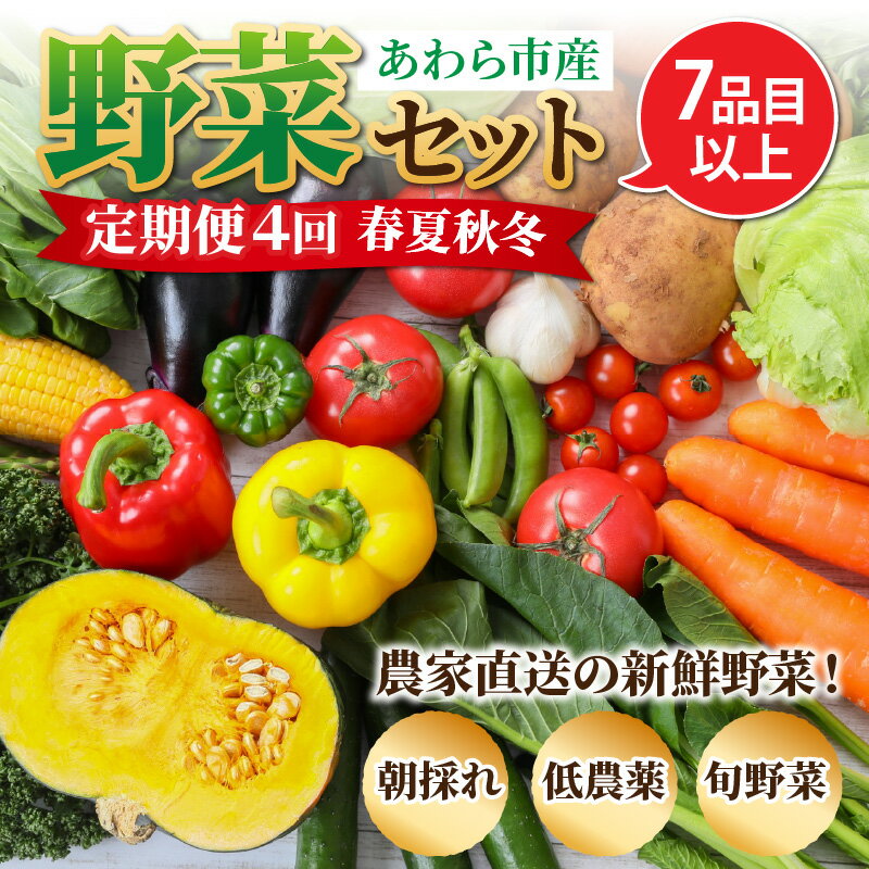 【ふるさと納税】＜定期便 4回＞ 新鮮野菜セット 1箱 7品目以上 【春 夏 秋 冬 発送】／ 季節 野菜 ボックス BOX セット セレクト 農家 おまかせ 多品目 旬 詰め合わせ 根菜 葉物