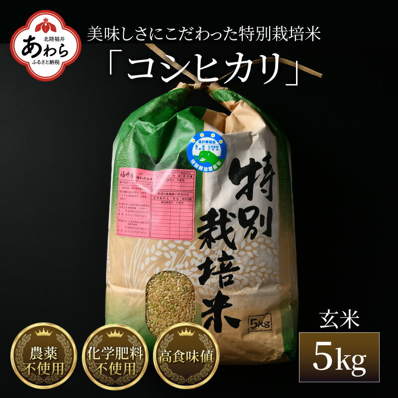 【ふるさと納税】【先行予約】【令和5年産新米】コシヒカリ 玄米 5kg 特別栽培米 農薬不使用 化学肥料不使用 ／ 高品質 鮮度抜群 福井県産 ブランド米･･･