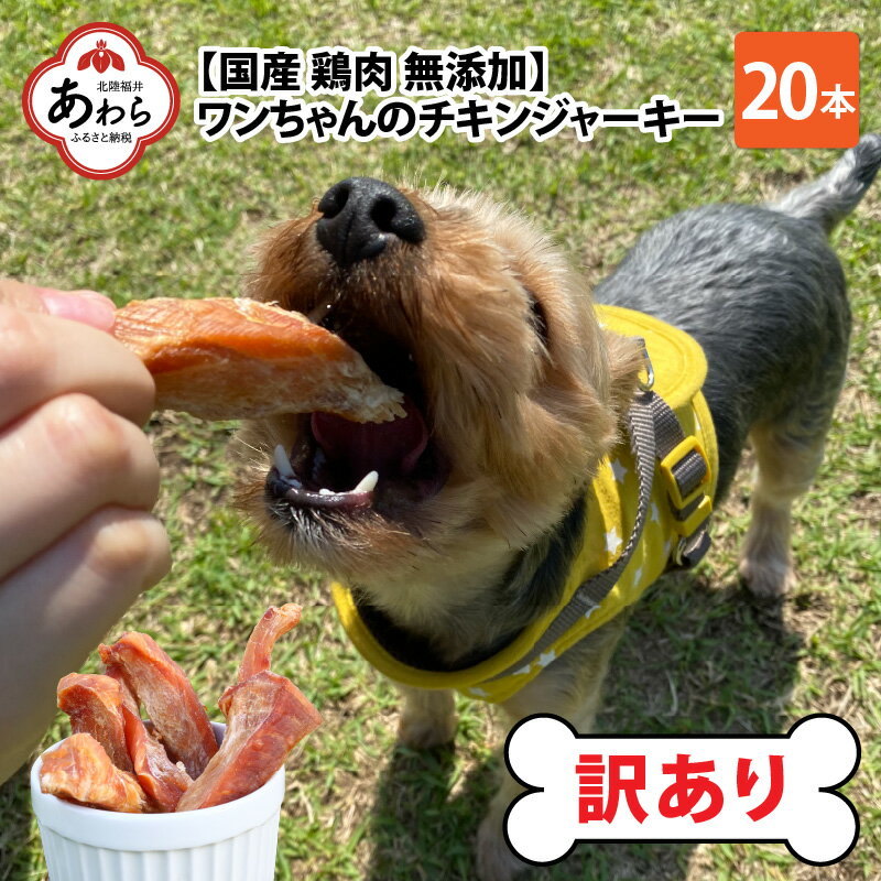 [訳あり][国産 鶏肉] 20本入り ワンちゃんのチキンジャーキー/ ペットフード ドッグフード 犬 おやつ ご飯 愛犬 ペット チキン 肉 ムネ肉 手作り やみつき くいつき 犬用 小型犬 中型犬 大型犬 味付けなし