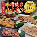【ふるさと納税】越前ホルモン屋 味噌漬け 人気ホルモンセット(計1kg)約8~10人前 / 味付け肉 豚肉 牛肉 小分け タレ漬け 焼肉 バーベキュー 冷凍 人気 キャンプ飯 BBQ 焼くだけ 時短調理 福井県 あわら市
