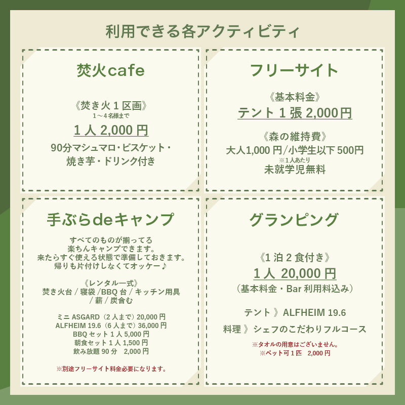 【ふるさと納税】「十楽の森」 100,000円分 利用券 ＜キャンプ・BBQ・ドッグラン・飲食楽しめる施設＞ ／ あわら 体験 チケット 施設 アウトドア グランピング バーベキュー 道具 レンタル テント ノルディスク 3