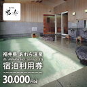 【ふるさと納税】あわら温泉 宿泊利用券 30,000円分 l 宿泊券 利用券 旅館 ホテル チケット ペア 観光 旅行 源泉 大浴場 露天風呂 カニ 蟹 観光地...