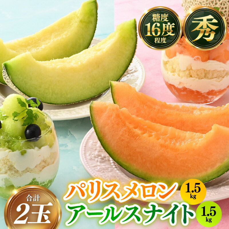 【ふるさと納税】【先行予約】アールスナイト パリスメロン 秀品 各1玉(1.5kg以上×2玉)《糖度16度程度!1株1果採りで育てる高級メロン!》/ 果物 フルーツ 農家直送 青肉 赤肉 セット マスクメロン アールスメロン ギフト 贈答用 ※2025年7月上旬より順次発送予定
