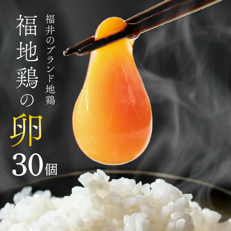 【ふるさと納税】濃厚で甘くておいしい! 福井ブランド「福地鶏」の卵 30個 / 卵 たまご 鶏卵 生卵 有精卵 高級 高級卵 福地鶏 鶏 平飼い 美味しい こだわり 卵かけご飯 料理 あわら市 福井県産