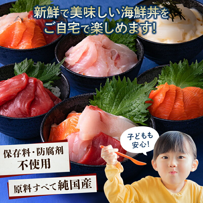 【ふるさと納税】「レビューキャンペーン実施中」〈指定日着可〉【純国産】数量限定！海鮮丼の具の贅沢6種類セット/ 送料無料 福井県 越前市 武生 冷凍 鮪 まぐろ サーモン タイ 鯛 鮭 タレ付き いか イカ ぶり ブリ 発送時期が選べる(18209)