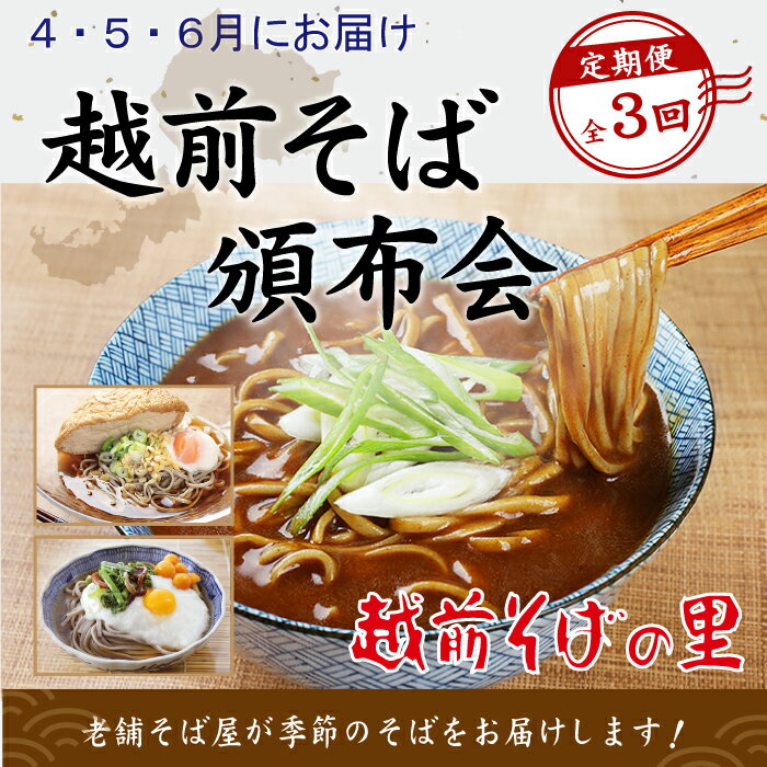 [3回定期便:寄附翌年4月スタート]楽天そばランキング常連 越前そばの里 毎月違う「越前そば」が届く お楽しみ頒布会 送料無料 福井県 越前市 そば 越前そば (18209)