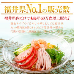 【ふるさと納税】4ヶ月で60万食売れた！絶品冷やし中華！！（10食） スープ付き / 送料 無料 福井県 越前市 自家製麺 生めん 生麺 冷し中華 蕎麦 越前そば （18209）･･･ 画像1