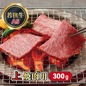 若狭牛 上焼肉用(A5ランク) 300g / 送料 無料 国産 福井 越前 武生 牛肉 やきにく カルビ バラ 肩ロース(18209)