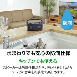 【ふるさと納税】テレビの音声がはっきり聞けるお手元テレビスピーカー ブラック/ 送料無料 福井 越前市 武生 イヤホン 補聴器 充電 キッチン 台所 リビング 居間 防滴 介護 コードレス ポータブル ハンズフリー 持ち運び 移動 育児 おひるね 昼寝 おひる寝(18209)･･･ 画像2