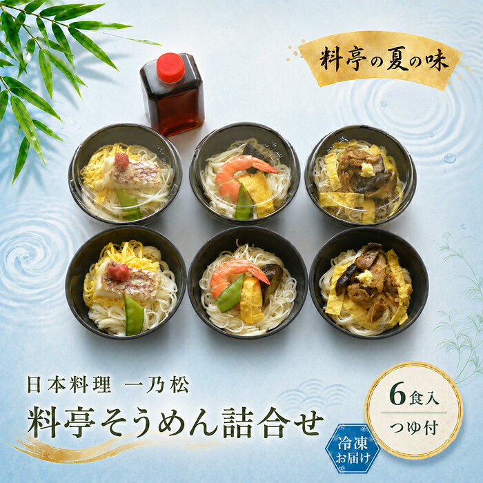 そうめん詰め合わせ 日本料理 一乃松(6食入/つゆ付) 冷凍 | そうめん セット 夏ギフト 料亭 (18209)