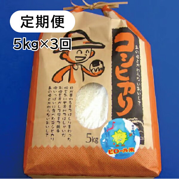 [定期便3回] こしひかり 白米 ピロール健康米 5kg 福井県越前市産 送料無料 福井県 越前市 米 減農薬 2025年令和7年 新生活 (18209)