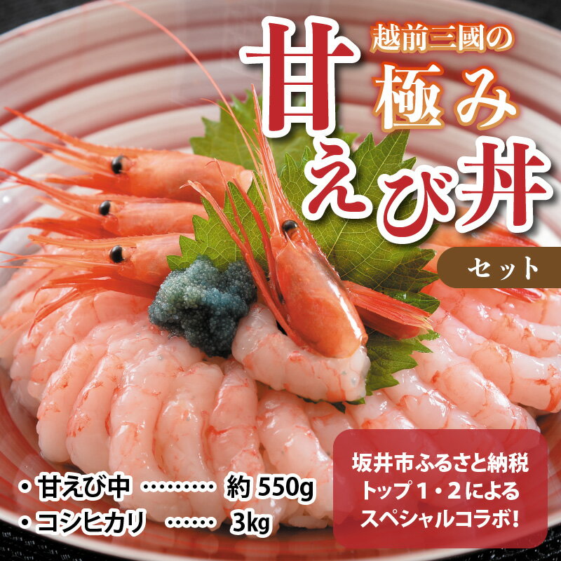 【ふるさと納税】坂井市産 福井県産 越前三國の極み甘えび丼セット(国産) 〜全国ランキング常連の甘えびとコシヒカリのコラボ〜 【魚介類 魚貝類 送料無料】