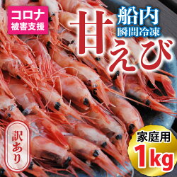 【ふるさと納税】訳あり 傷【緊急支援】坂井市産 福井県産 国産 甘えび 約1kg 漁船直送☆船内瞬間冷凍 【楽天限定 甘エビ 三国】 画像1