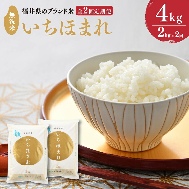 [令和5年産]定期便 ≪2ヶ月連続お届け≫ 福井県のブランド米 いちほまれ 無洗米 2kg × 2回 計4kg [ 無洗米 人気 品種 ブランド米 特A ]