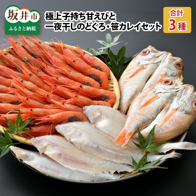 【ふるさと納税】極上子持ち甘えび 500g・厳選一夜干しのどぐろ2尾・笹カレイ4尾 大満足セット / あまえび 甘エビ かれい アカムツ 干物