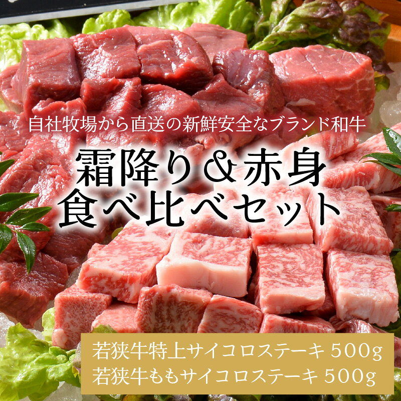 【ふるさと納税】肉 牛 坂井市産 福井県産 (国産 和牛)若狭牛サイコロステーキ食べ比べセット 霜降り＆赤身 計1kg f182109-sakai-10000132 福井県坂井市 サンプル画像2