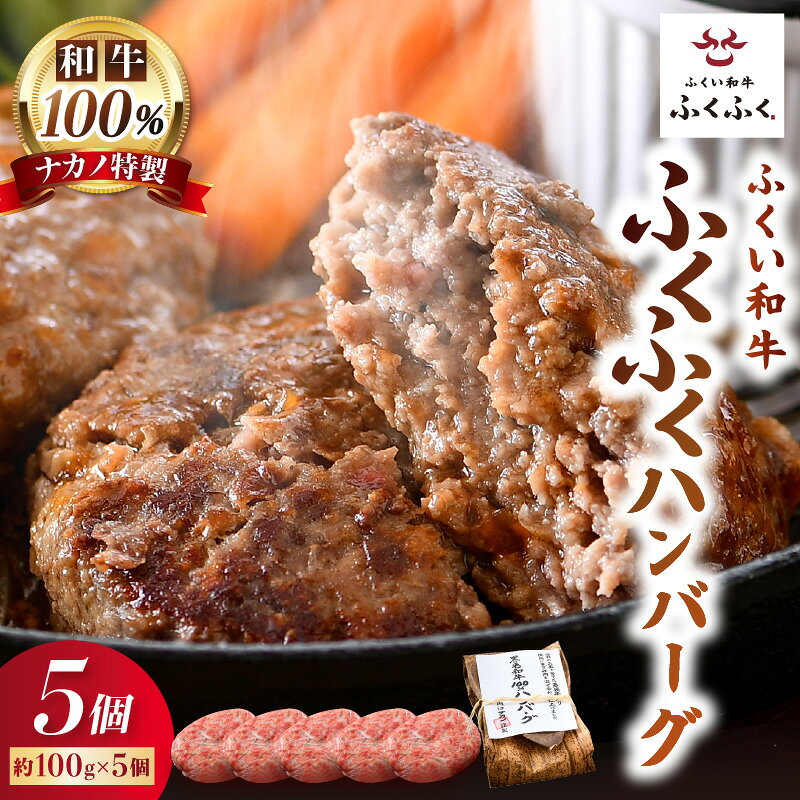 若狭牛ハンバーグ100g × 5個 ナカノ特製100%和牛の極旨品!! 本格派ハンバーグ![ハンバーグ 若狭牛 国産和牛 黒毛和牛 黒毛和種 ブランド牛 和牛 肉 牛 牛肉 坂井市 福井県産 国産 冷凍 人気]