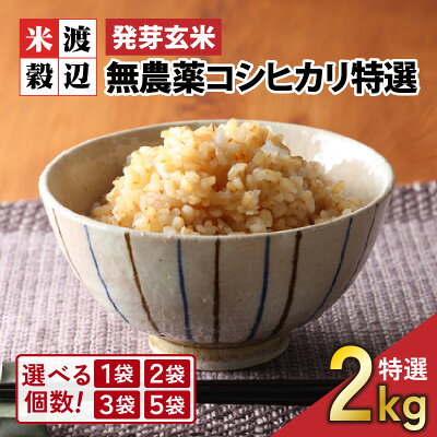 楽天ふるさと納税　【ふるさと納税】【令和5年産】【発芽玄米】 無農薬コシヒカリ「特選」 特別栽培米使用 1袋 / 2袋 / 3袋 / 5袋 (2kg～10kg) 【選べる個数】【無洗米 米 こしひかり 玄米 ギャバ GABA 無農薬 特別栽培 食物繊維 栄養 真空パック ごはん ご飯 おいしい ふるさと納税米】