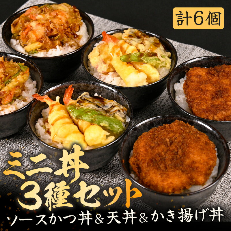 3位! 口コミ数「1件」評価「4」福井自慢のミニ丼ぶり3種セット！チキンソースカツ丼・天丼・かき揚げ丼 各2個 (計6個セット)【かつ丼 丼 どんぶり ソースカツ 天ぷら 天･･･ 