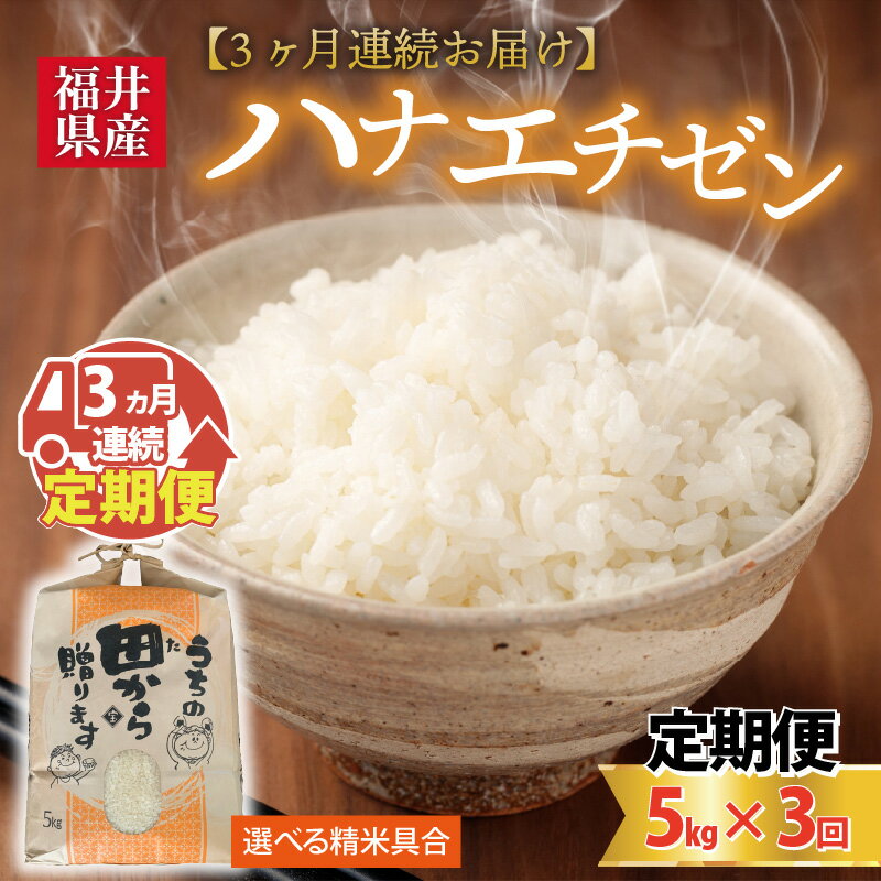 【ふるさと納税】【先行予約】【令和6年産・新米】定期便 ≪3ヶ月連続お届け≫ 【選べる精米具合】 ハナエチゼン5kg×3回 計15kg ～本原農園からまごころコメて～ 【2024年9月上旬以降発送予定】/ 白米 玄米 こめ