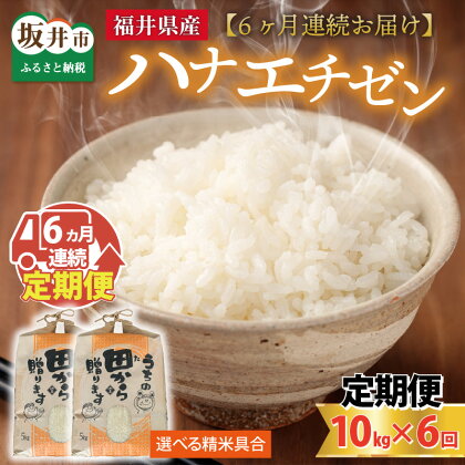 【先行予約】【令和6年産・新米】定期便 ≪6ヶ月連続お届け≫ 【選べる精米具合】 ハナエチゼン10kg×6回 計60kg ～本原農園からまごころコメて～ 【2024年9月上旬以降発送予定】 白米 玄米 こめ