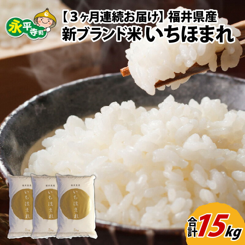 令和5年度産 福井県産新ブランド米 いちほまれ 5kg×3ヶ月（計15kg） / 白米 精米 ご飯 ごはん 定期便