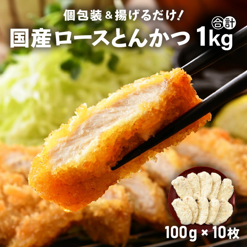 【ふるさと納税】国産 豚肉 ロースとんかつ 計1kg！（100g × 10枚）地元の人気精肉店が手造り！個包装＆揚げるだけ！【福井県 とんかつ 冷凍 小分け】 [e02-a005]