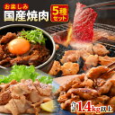 【ふるさと納税】国産 焼肉セット 合計1.4kg以上 お楽しみ【牛肉ロース 味付け肉 牛ホルモン 豚肉 鶏肉 小分け 便利 BBQセット お取り寄せ グルメ 送...