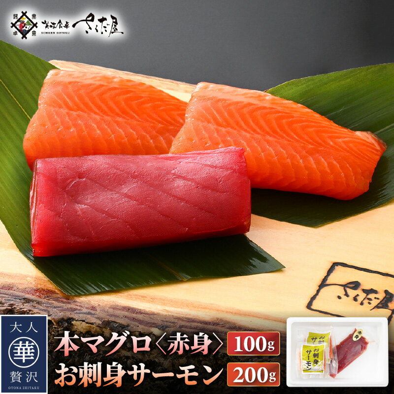 【ふるさと納税】 お刺身 セット サーモン 100g × 2P ＆ 本まぐろ 赤身 100g × 1P 【福井県 冷凍 小分け 刺身 アトランティックサーモン 鮭 サケ さけ マグロ 鮪】