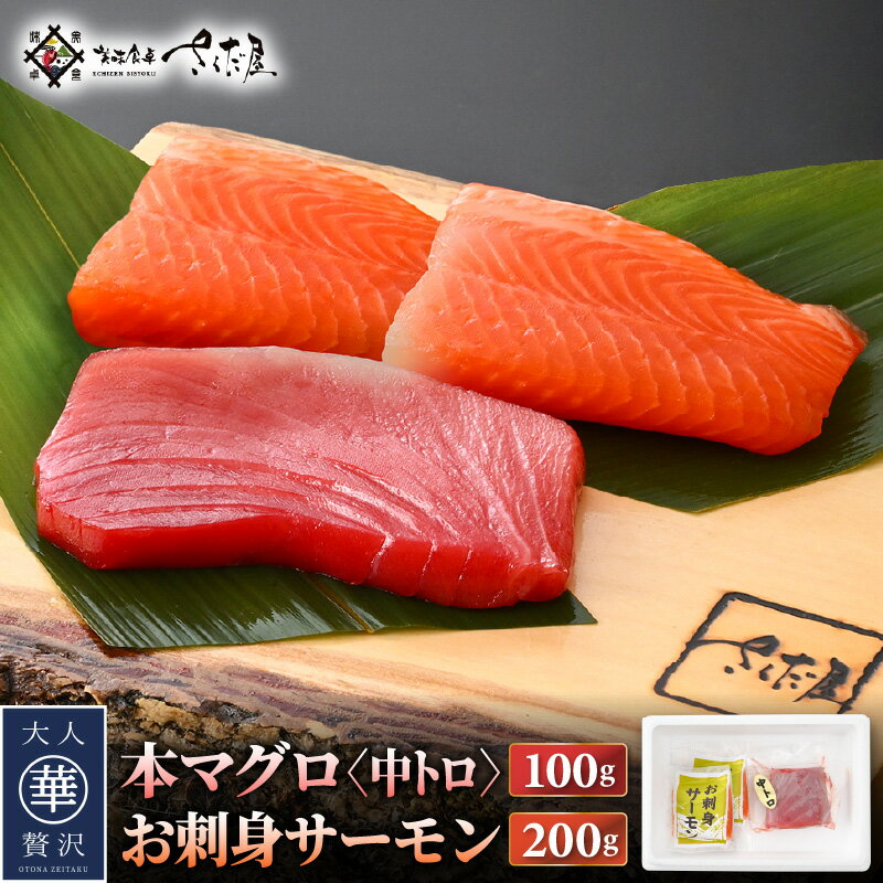 【ふるさと納税】お刺身 セット サーモン 100g × 2P ＆ 本まぐろ 中トロ 100g ×1P【福井県 冷凍 小分け 刺身 アトランティックサーモン 鮭 サケ さけ マグロ 鮪 】 2