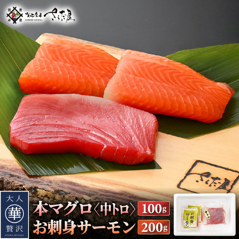 【ふるさと納税】お刺身 セット サーモン 100g × 2P & 本まぐろ 中トロ 100g ×1P【福井県 冷凍 小分け 刺身 鮭 サケ さけ マグロ 鮪 】