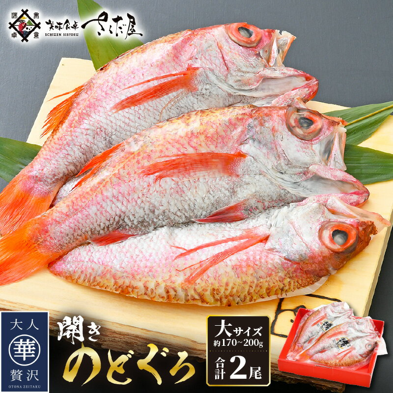 【ふるさと納税】のどぐろ 開き 大サイズ × 2尾（170～200g / 尾）【干物 ひもの 無添加 のどぐろ ノドグロ あかむつ…