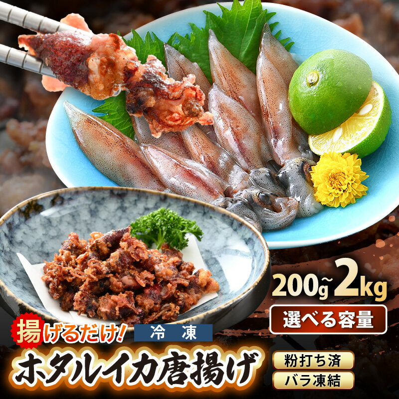 揚げるだけ ! ホタルイカ 唐揚げ 200g 〜 2kg (200g×10P) 粉打ち済 バラ凍結 冷凍 ほたるいか 全国トップクラスの漁獲量[いか イカ 烏賊 福井県 魚介 海鮮 惣菜 さかな フライ 揚げ物 おつまみ 肴 お取り寄せ グルメ 宅飲み 小分け 日常使い 買い回り]