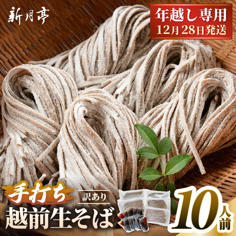 【ふるさと納税】【先行予約】【年越し限定 】越前おろしそば 生そば10人前（つゆ／茹で方ポイント説明書付き）福井県産そば粉使用 「めん房新月亭」 冷蔵【2026年12月28日発送】【ソバ 訳あり 麺 お届け希望日指定可能 年末 年越し ざるそば 冷凍保存 】