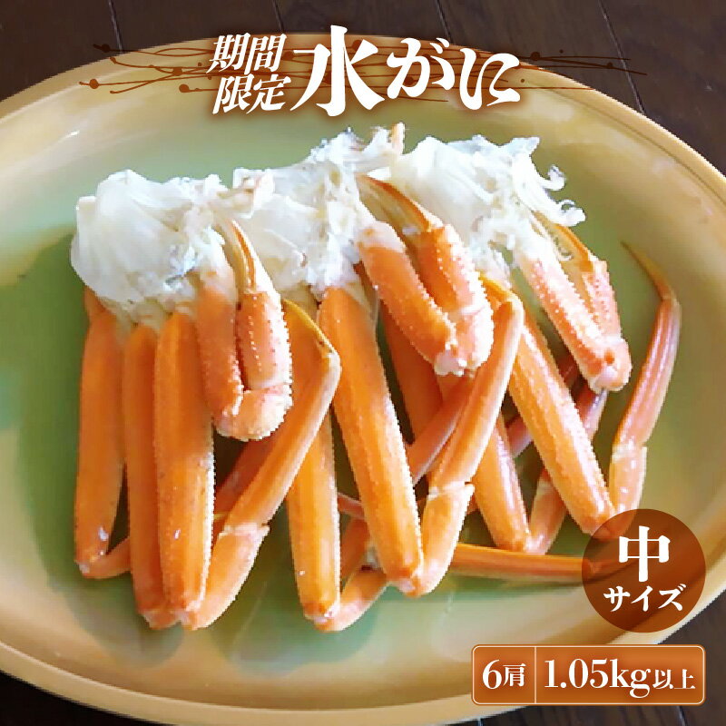 【ふるさと納税】【期間限定】≪浜茹で≫ 越前産水がに中サイズ　6肩（1.05kg以上)　脱皮したてのずわいがに雄【雄 ズワイガニ ずわいがに 姿 ボイル 冷蔵 福井県】【3月発送】希望日指定可 備考欄に希望日をご記入ください [e23-x011]