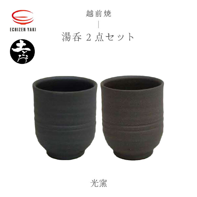 【越前焼】土ごころ 湯呑 2点セット 光窯【お茶 酒 コップ カップ マグカップ 食器 ギフト うつわ 電子レンジ 食洗機 現代の名工 工芸品 陶器】