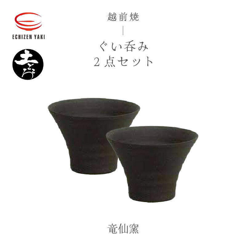 【越前焼】土ごころ ぐい呑 2個セット 竜仙窯【ビール 酒 コップ カップ マグカップ 食器 ギフト うつわ 電子レンジ 食洗器 工芸品 伝統工芸士 陶器 】ハンドメイド