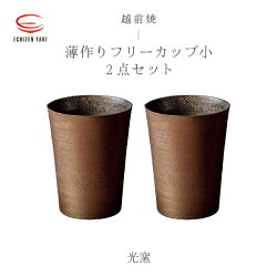 【ふるさと納税】【越前焼】薄作りフリーカップ小 2点セット 光窯【ビール コップ カップ マグカップ 食器 ギフト うつわ 工芸品 伝統工芸士】 画像1