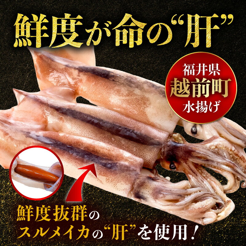 【ふるさと納税】【福井県越前町水揚げ】天然スルメイカ肝 焼酎漬け 【選べる内容量：3P / 5P / 7P】1パック当たり110g 珍味・ルイベ・酒の肴・おつまみ・ご飯のお供・冷凍・おうちdeえちぜん