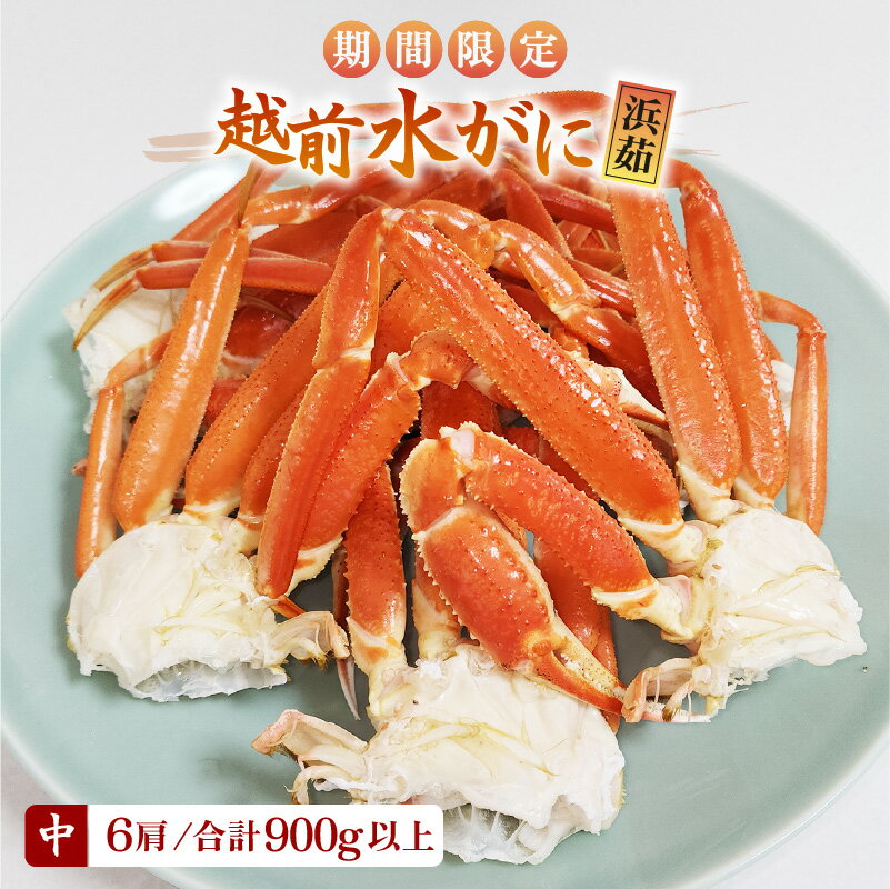 【ふるさと納税】【期間限定】≪浜茹で≫越前産水がに 中サイズ6肩(足のみ 2肩あたり300〜400g)合計900g以上 【雄 ズワイ 越前ガニ ボイル 冷蔵 か...