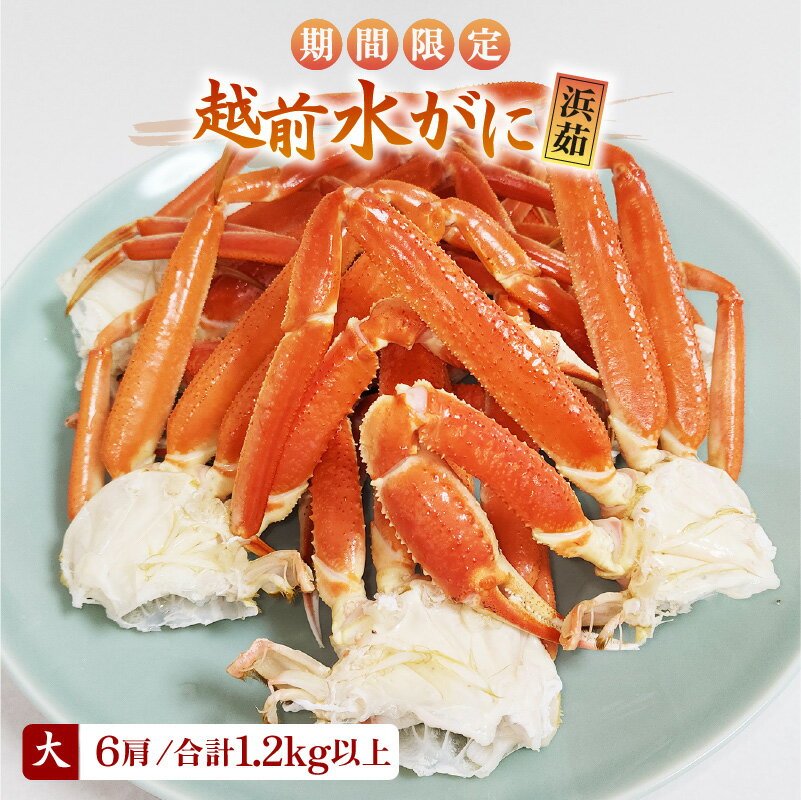 【ふるさと納税】【期間限定】≪浜茹で≫越前産水がに 大サイズ 6肩（足のみ 2肩あたり400〜500g） 合計1.2kg以上 産地直送！【雄 ズワイガニ 越前ガニ 足のみ ボイル 冷蔵 かに カニ 蟹 福井県】希望日指定可