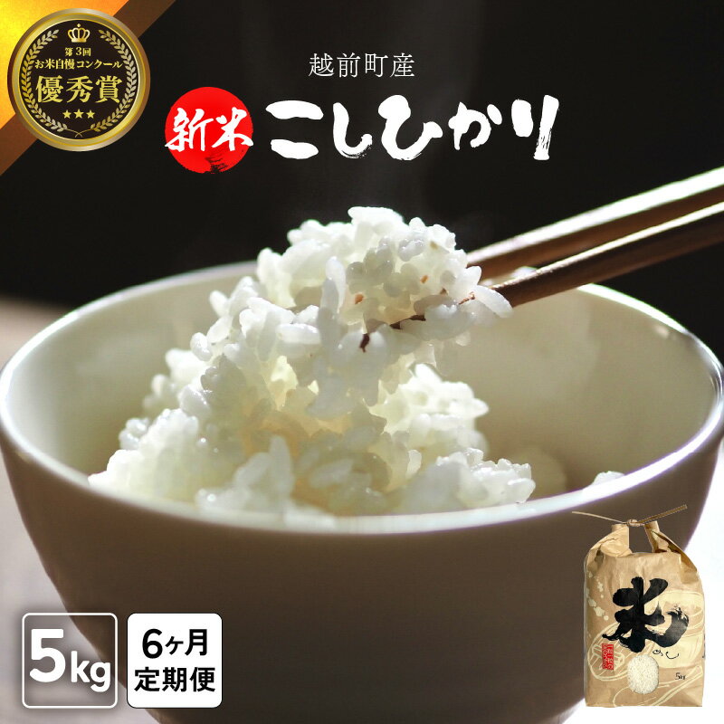 【ふるさと納税】【令和7年産・新米】定期便≪6ヶ月連続お届け≫ お米 こしひかり 5kg×6回(計30kg)(精米) 福井県産 炊きたての美味しさを追求したお米...