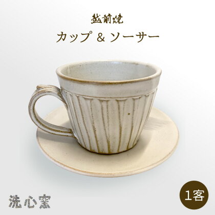 【越前焼】洗心窯 手作りカップ＆ソーサー（皿付き）1客【伝統工芸品 コーヒーカップ セット おしゃれ シンプル マグカップ】 [e48-a002]