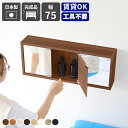 【ふるさと納税】鏡付き ウォールラック WB-DXミラーE-M「木目」ワンプッシュで開閉できるミラー扉付き!【日本製 完成品 家具 インテリア ウォールシェルフ...