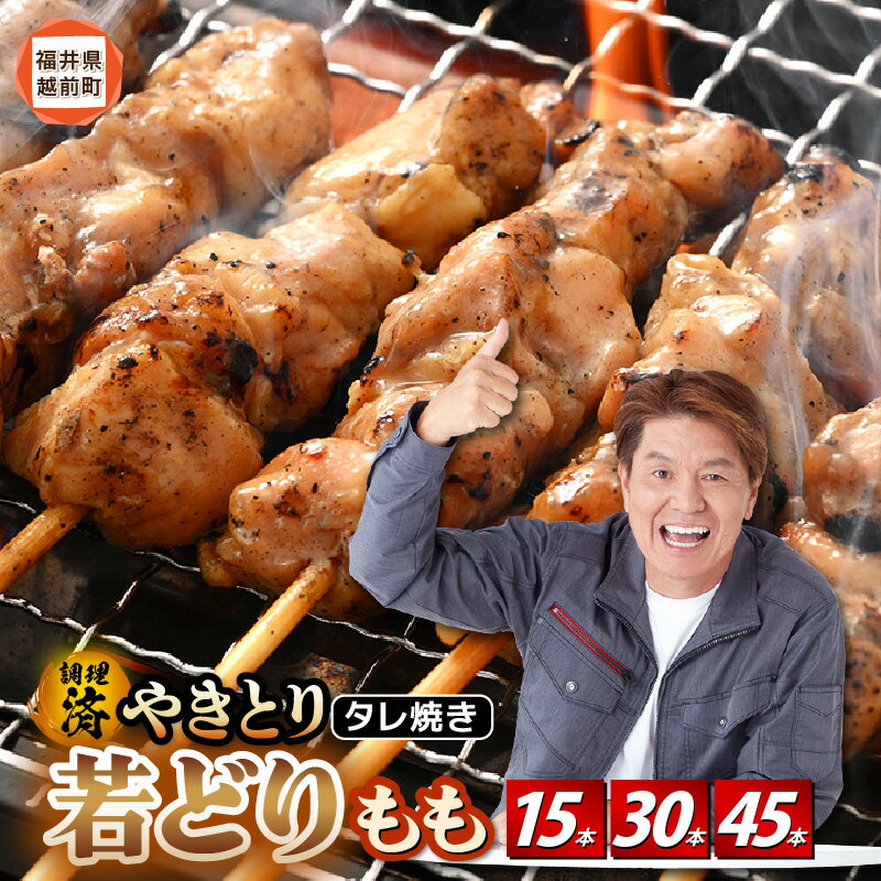 【ふるさと納税】＜たれ焼き調理済＞ レンジで温め 焼き鳥 人気の若どりもも肉 やきとり 小分け 15本〜45本 【発送月をお選びください】【若鳥もも 鶏肉 時短 味付き 加工品 惣菜 おかず お手軽 おつまみ バーベキュー タレ aj】