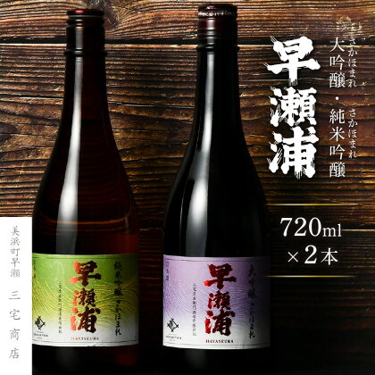 【早瀬浦】大吟醸 さかほまれ 720ml × 1本 ＆ 純米吟醸 さかほまれ 720ml × 1本 セット【飲み比べ 日本酒 地酒 福井 美浜 早瀬 フルーティ 男酒 硬水 ミネラル 希少 ご褒美 家飲み 就職祝い 転職祝い ハレの日】 [m16-b005]