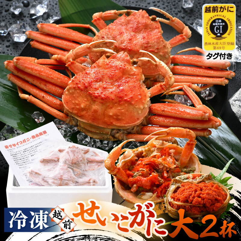 【ふるさと納税】《冷凍》獲れたて!茹でたての「越前セイコガニ大 2杯」を-60℃で急速冷凍しました!お買い物マラソン 買い回り【冷凍 ボイル 蟹 茹で ずわいが...