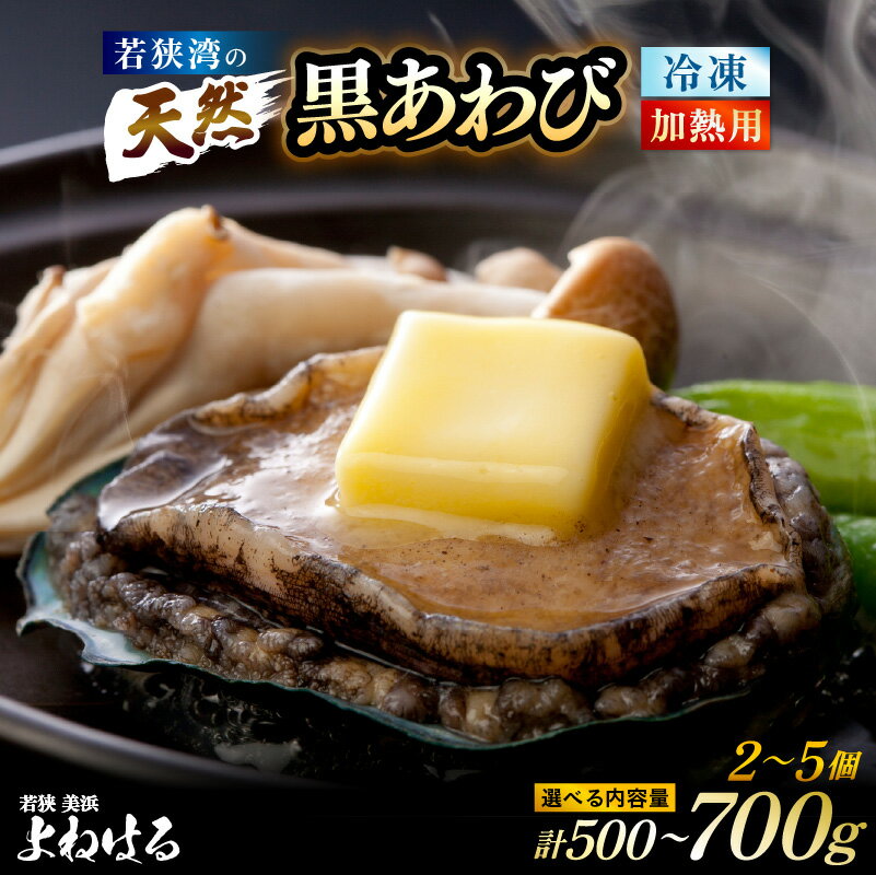 【ふるさと納税】【天然・冷凍】日本海 若狭湾の黒アワビ 【選べる内容量：約500g/約700g】【加熱用】入手困難 日本海若狭湾 アワビ あわび 鮑 クロアワビ 黒鮑 貝 魚介 海鮮 BBQ バター焼き 個包装