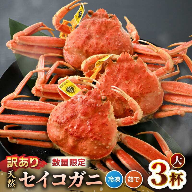 【ふるさと納税】【訳あり】【数量限定！】 全て地物！ 天然！ セイコガニ大（180g～）3杯セット（冷凍）食べ方説明書付き 【カニ かに 蟹 せいこがに 越前セイコガニ ずわいがに ズワイガニ ボイルガニ ボイル わけあり 足折れ 国産 県産 食品ロス フードロス 生産者支援】